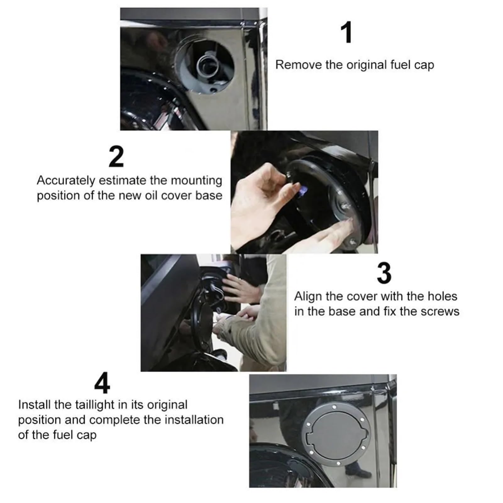 Tappo Benzina per Auto Tappo del serbatoio del carburante adatto per Jeep Wrangler JK JKU 2007-2018, accessori per lo styling dell'auto, nero OCC-1047-B Valvola Tappo