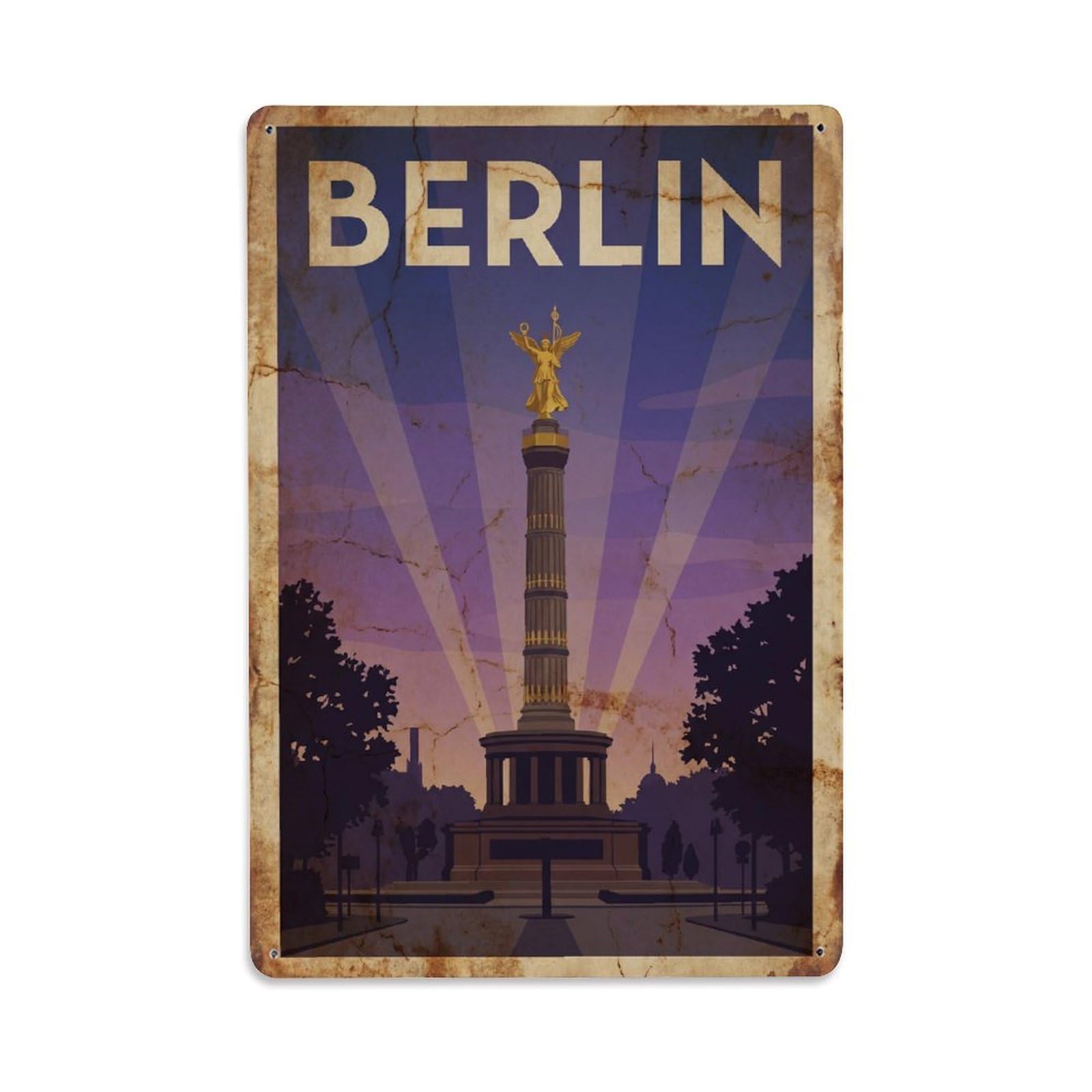 Gead 8X12inch Style Vintage Travel Berlin Germany Dusk Metal Tin Sign