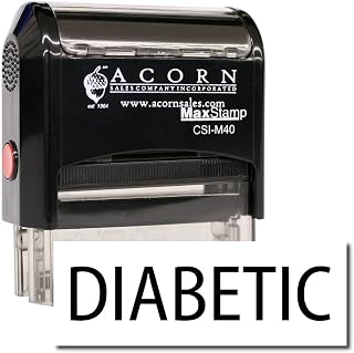 Insurance Stamp, Blue Ink Self-Inking Diabetic Stamp - Ideal for Medical Secretaries, Durable, 1/2 x 1-1/2, Easy to Use, Ideal for Medical Documentation, Essential Office Supply, Refillable Stamp
