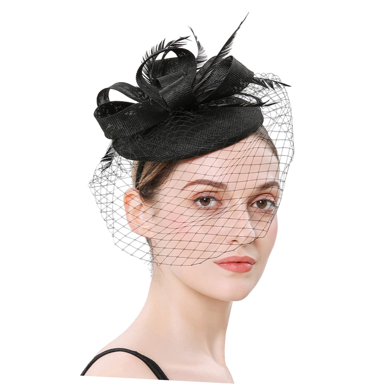 FRCOLOR 5pezzi Fascinator Elegante con Velo Rete per Cerimonie e Feste Cappello da Tea Party e Accessorio da Banchetto per Donne Stile Versatile e Comodo per Occasioni Speciali