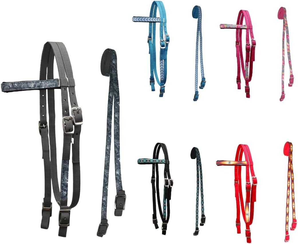 Tahoe Tack Overlay Printed Nylon Western Browband Headstall with Matching Split Reins 1 Year Warranty