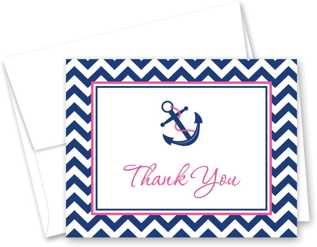 MyExpression.com 50 Nautical Thank You Cards (Red & Navy)
