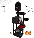 Tangkula Gothic Arbre de chat, 83 Tour de chat haut de pouce avec postes de craquage couverts Sisal, 2 Lits de cercueil, 2 Condos Cat, Hammock, espadrilles Bed, Halloween Pet Furniture, Black Goth Cat Tree pour les chats intérieurs