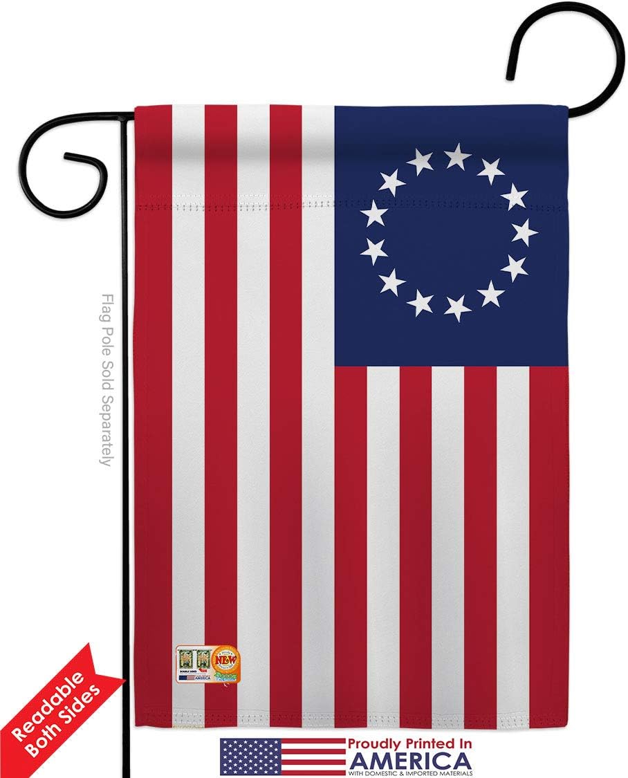 Betsy Ross Garden Flags Pack Americana US Historic July Memorial Veteran Independence United State American USA Vintage Applique Small Decorative Gift Yard House Banner Double-Sided Made In 13 X 18.5