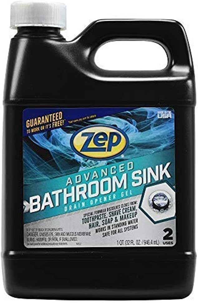 Advanced Bathroom Sink Drain Opener Gel - 32 Ounce - U49310 - Formulated for Toothpaste, Shave Cream, Hair, Soap and Makeup