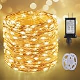 KNONEW 100FT 293 LED Outdoor Fairy Lights Plug in, Christmas Fairy Lights Outdoor Waterproof 8 Modes Memory Times for Wedding Bedroom Walls Garden Trees Decoration(Warm White)