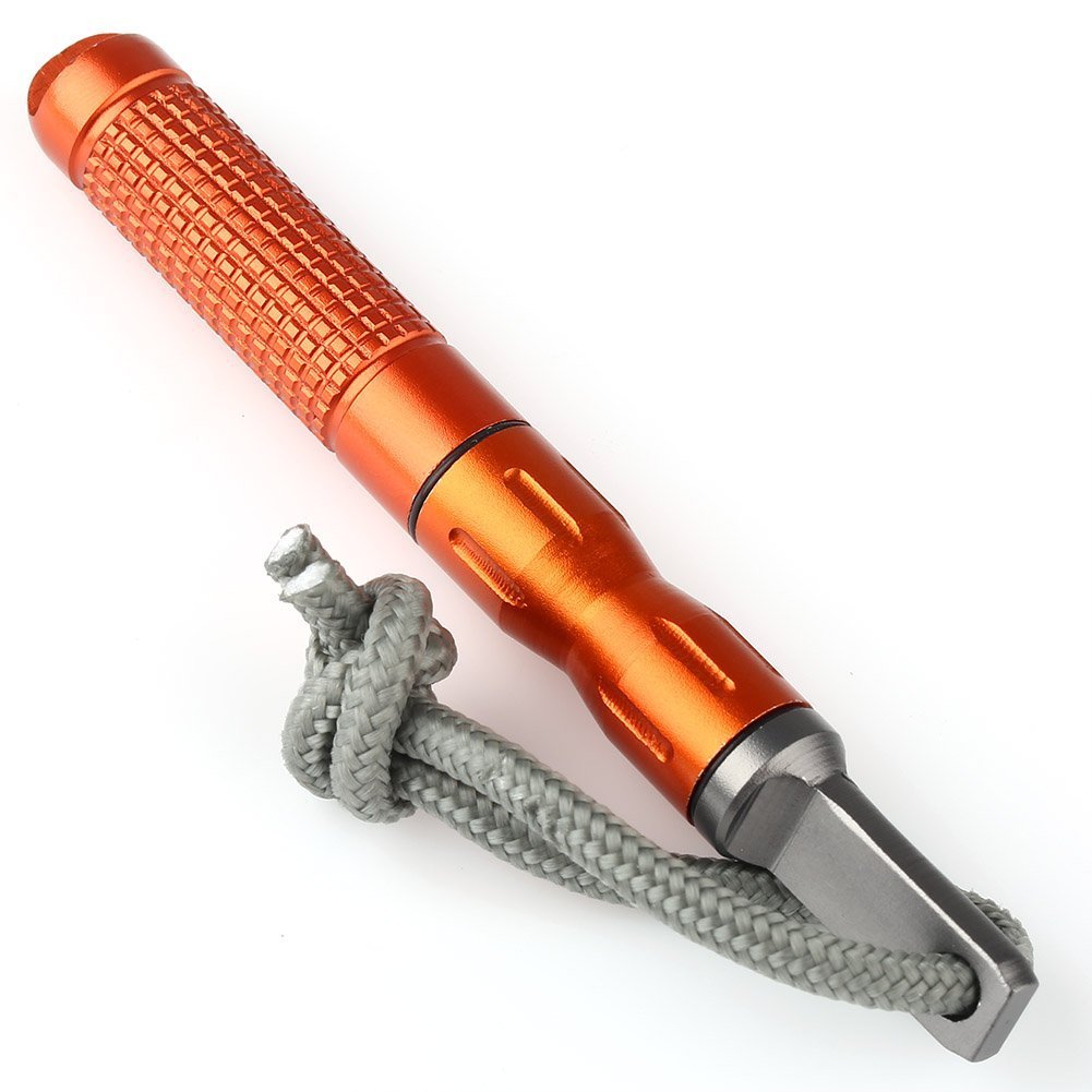 ZJchao Outdoor Survival Camp EDC Alloy Fire Starter Flint Stone CNC Gear Pocket (Orange)