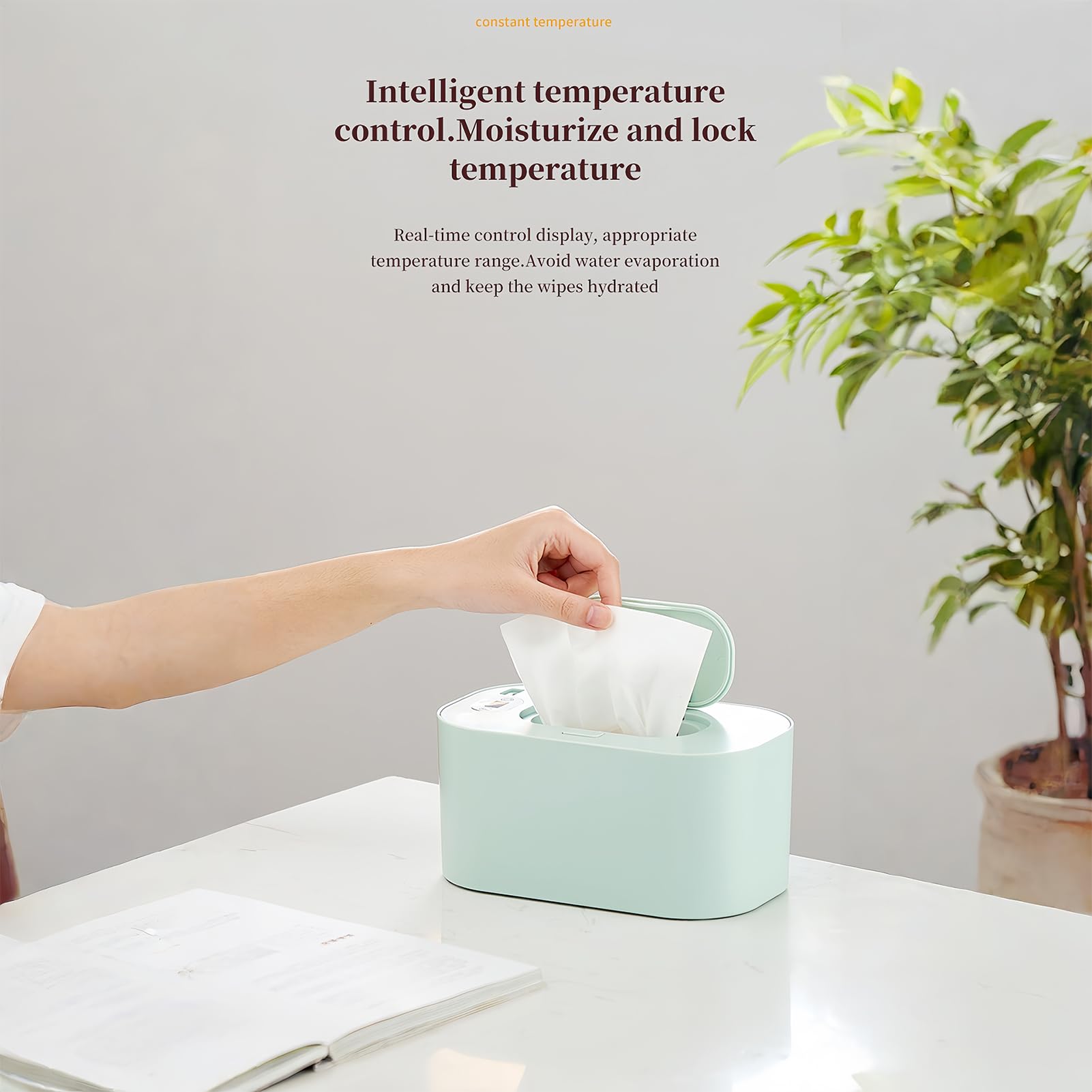 Chauffe-Lingettes Portable | Grande Capacité Fonctionnement Silencieux,Distributeur de Lingettes avec Maintien de la Température Constante | Pour Maison Voyage Voiture Soins Bébé Table à Langer Chevet