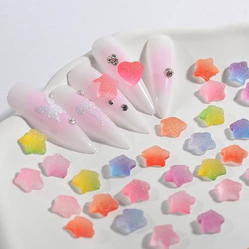 BAIYIYI 100 dijes de uñas Kawaii 3D coloridos de resina de limo con parte trasera plana, decoración de uñas para uñas acrílicas, accesorios de arte