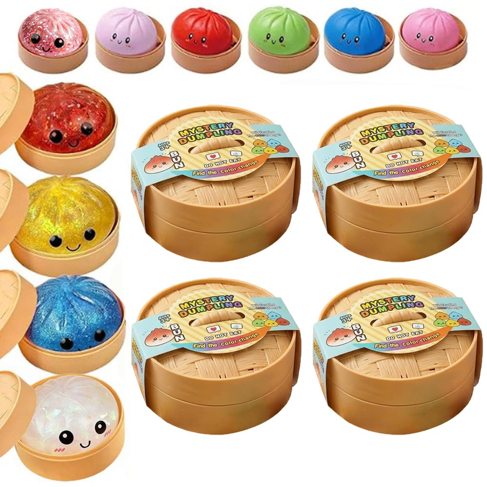 Dumpling Squishies Mystery Box, 2026 Upgrade 10 Colors Random Mystery Glitter Dumpling Squishies Toy Gift Box, Colorful Stress Balls Fidget Sensory Toy with Steamer for Kids Adults — view 12