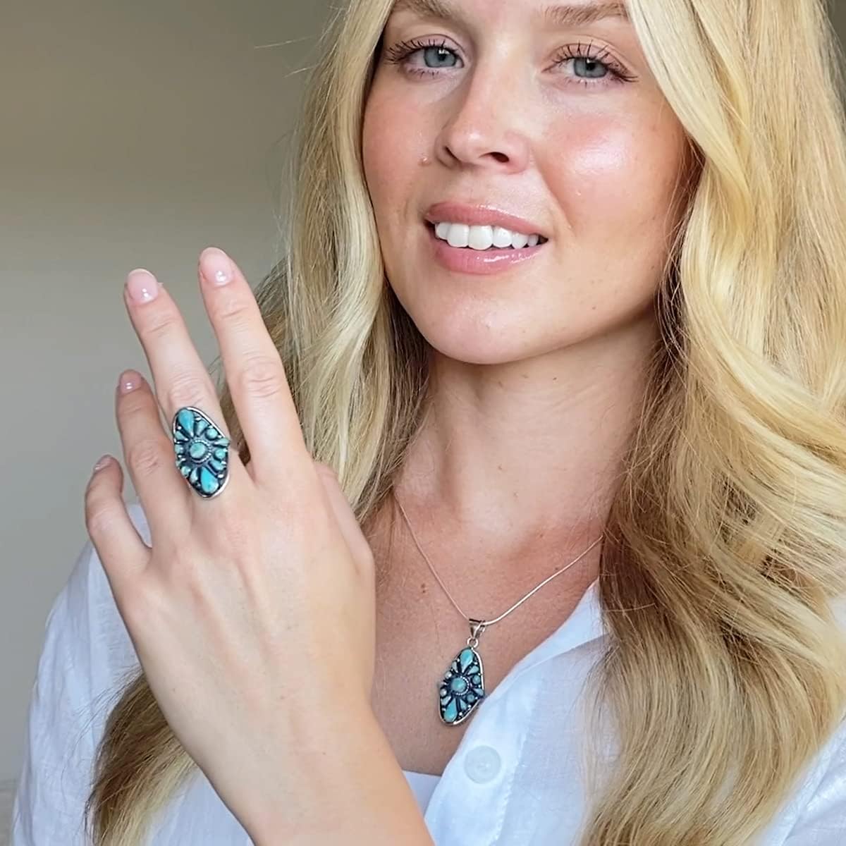 Miniatura 5 de Turquoise Necklace 925 Sterling Silver Pendant & 18" Chain