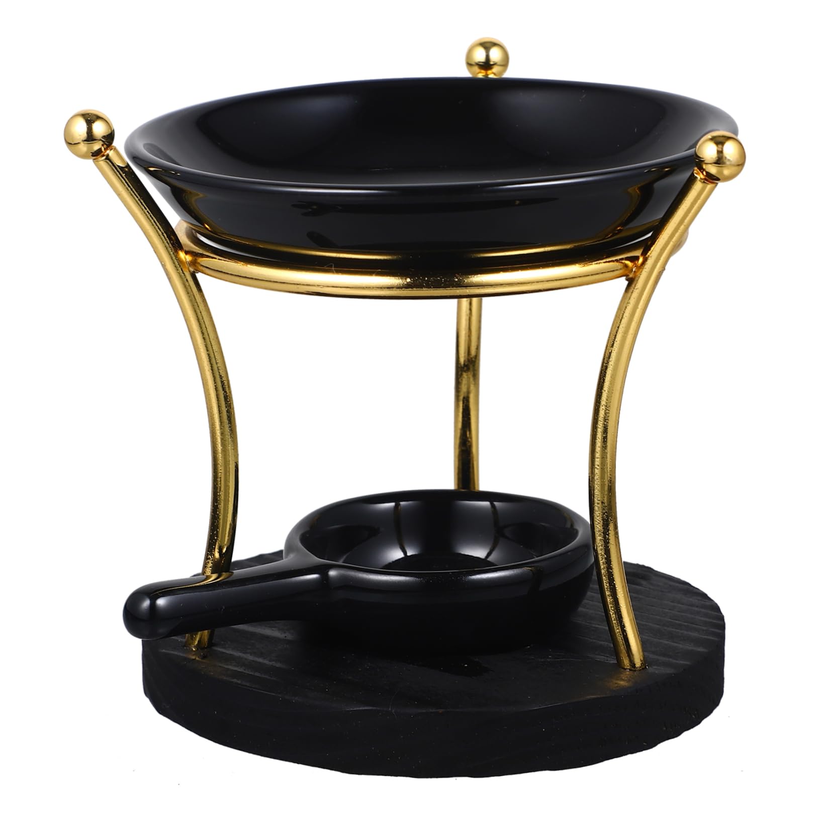 PRETYZOOM 3 Piezas Base De Madera Arte del Hierro Estufa De Aromaterapia Difusor De Aroma Candelabros Candelabros Calentador De Cera De Cerámica Calentador De Fragancia De Cerámica
