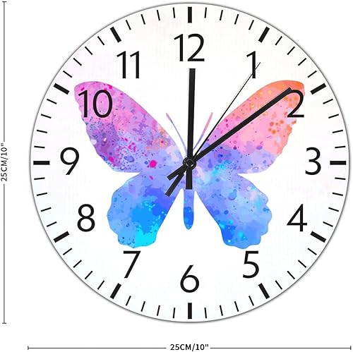 Miniatura 60 de ArogGeld Reloj de pared de PVC con mariposa multicolor, relojes con números para amantes de la mariposa, silencioso, sin tictac, funciona
