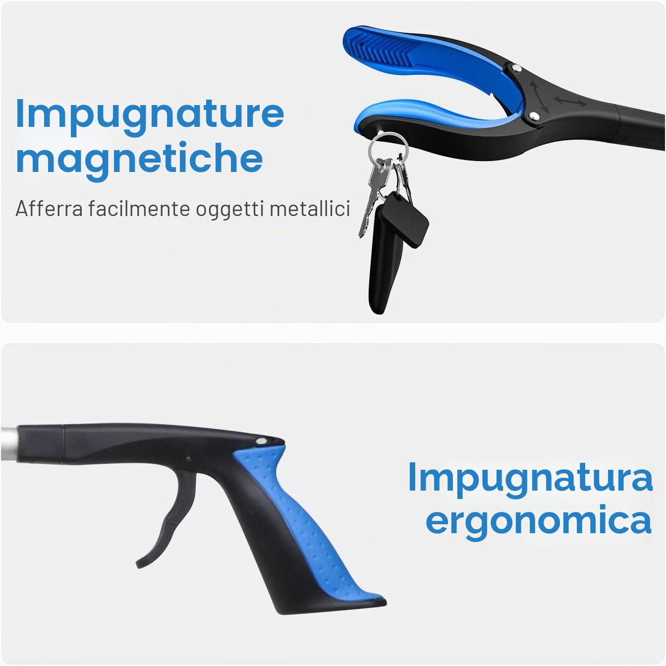 Pinza Telescopica 2 Pinze,83cm Pinza telescopica Prendi Oggetti,Pinza Raccogli Oggetti,Pinza Raccogli Rifiuti,Pinza per Raccogliere Oggetti Terra,Pinza Magnetica Pieghevole