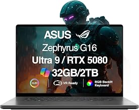 ASUS ROG Zephyrus G16 AI Gaming Laptop 16.0" ROG Nebula OLED FHD+ Display | (Intel Ultra 9-285H, GeForce RTX 5080 16GB, 32GB LPDDR5X, 2TB SSD, RGB KB, Wi-Fi 7, BT 5.4, Win11Pro)