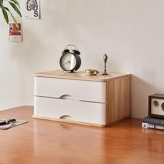 Solid Wood Office Armoire with 2 Drawers Elevated Computer Shelf File Storage Solution for Home & Office Stylish Desk