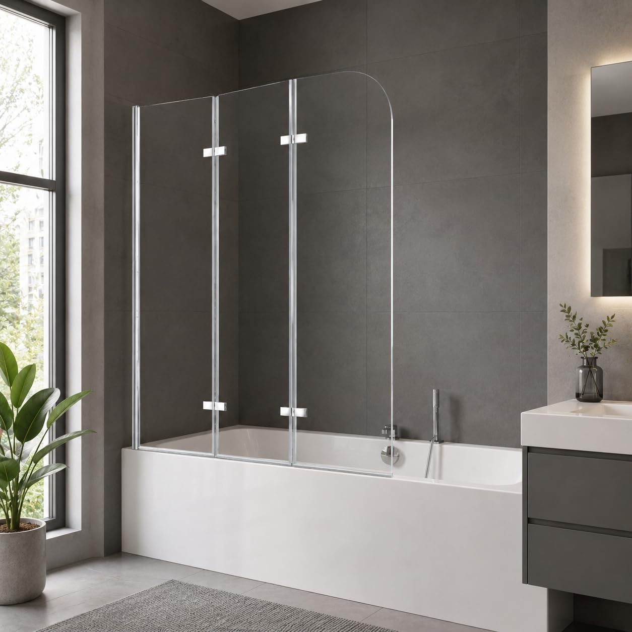 Duschwand für Badewanne 120 x 140 cm