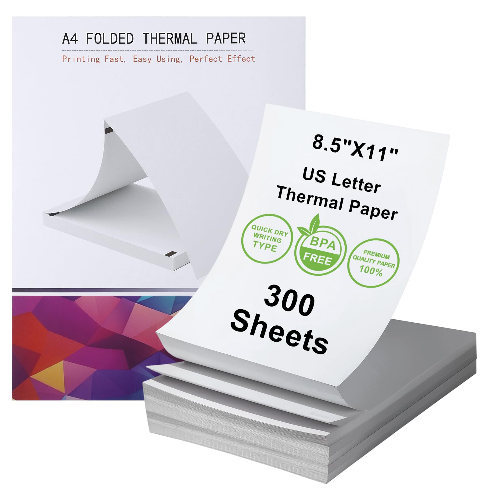 300 Sheets US Letter Thermal Printer Paper,8.5 X 11'', Bpa/Bps-Free