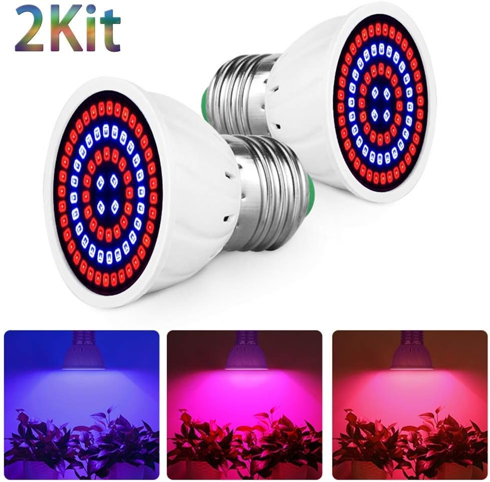 LED Grow Plant Fill Light Bulb Full Spectrum, E27 Grow Light for Indoor Plant, Vegetables, Flower and Seed, LED Plant Bulb for Hydroponics Greenhouse, 80 LEDs