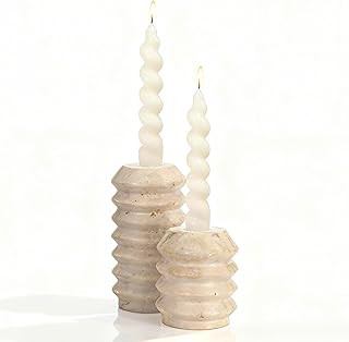 WORHE Candle Holders True Natural Travertine Stone 0.4