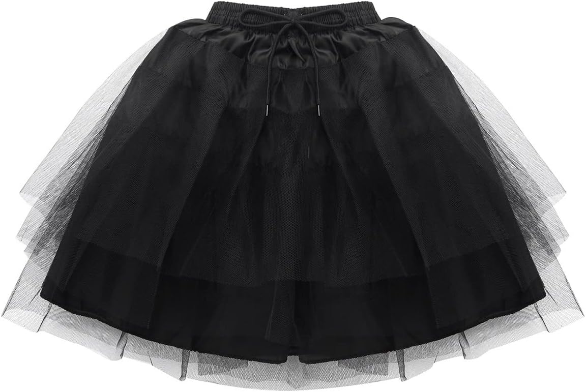 Kids Girls 3 Layers Net Princess Full Petticoat Underskirt Slip Pageant Evening Wedding Birthday Mini Skirt