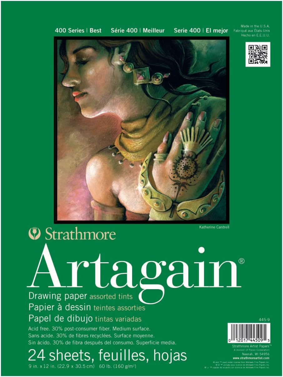 Strathmore 400 Series Artagain Pad, Coal Black Paper, Glue Bound, 6x9 inches, 24 Sheets (60lb/160g) - Artist Paper for Adults and Students - Pastel and Charcoal : Arts, Crafts & Sewing