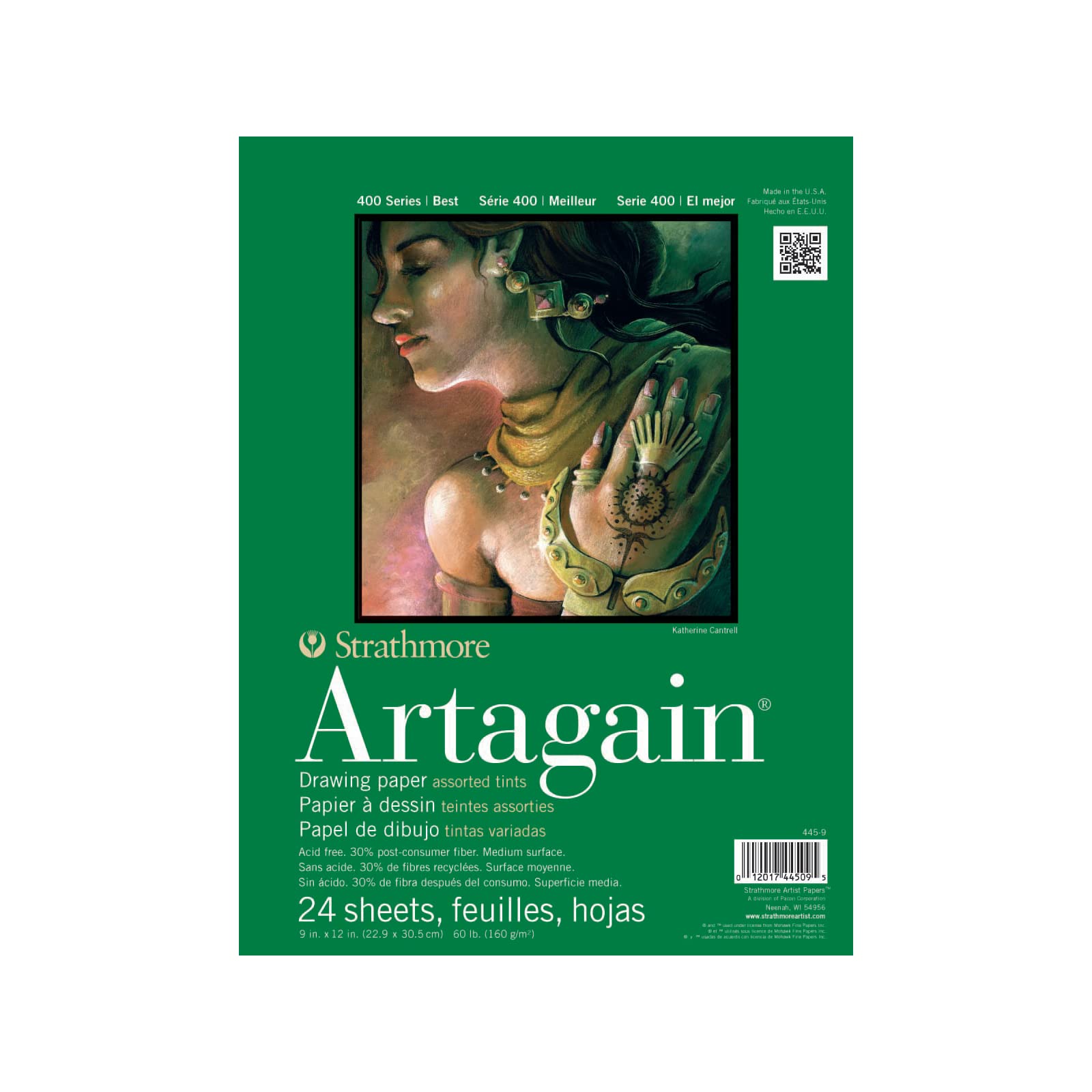 Strathmore 400 Series Artagain Pad, Post Consumer Fiber, Assorted, 9"X12"