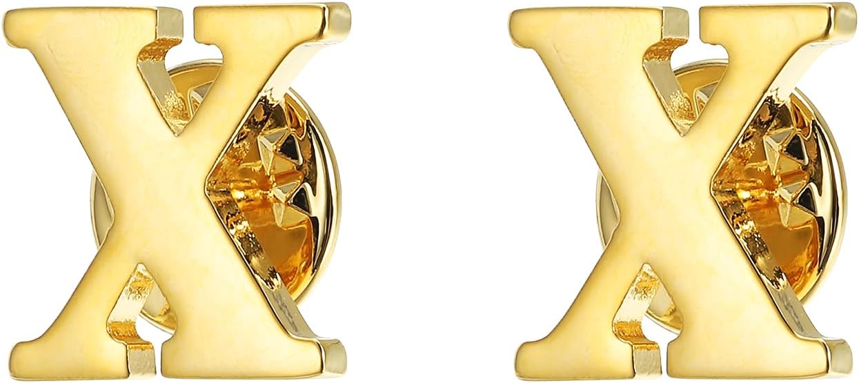 PATIKIL Letter Lapel Pins, Initial Alphabet Collar Pins Letter Copper Brooch Pins for Men Women Shirt Dress