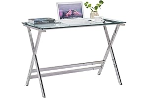 Modern Clear Glass Computer Desk for Small Spaces