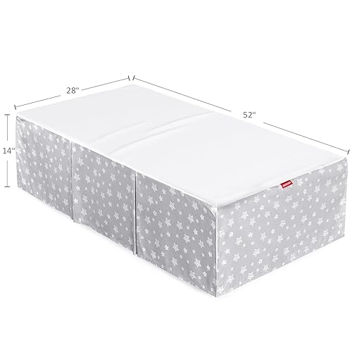 Miniatura 5 de Falda de cuna para niño y niña, plisada con volantes y polvo, lavable a máquina, 14 pulgadas de caída, falda de cama para cuna gris con estrella
