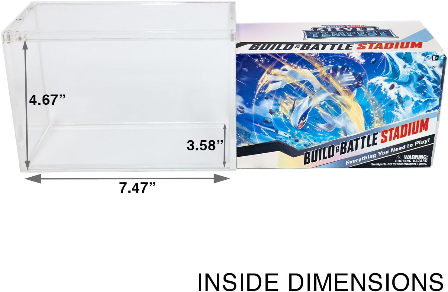 Premium Acrylic Display Case for Pokemon Build & Battle Stadium Boxes - Magnetic Top, Stackable, UV Protection