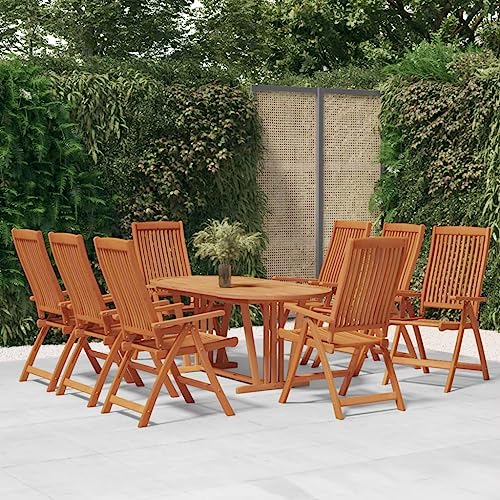 DCRAF Muebles para el hogar Jardín Sillas de jardín plegables 8 piezas Madera maciza Eucalipto