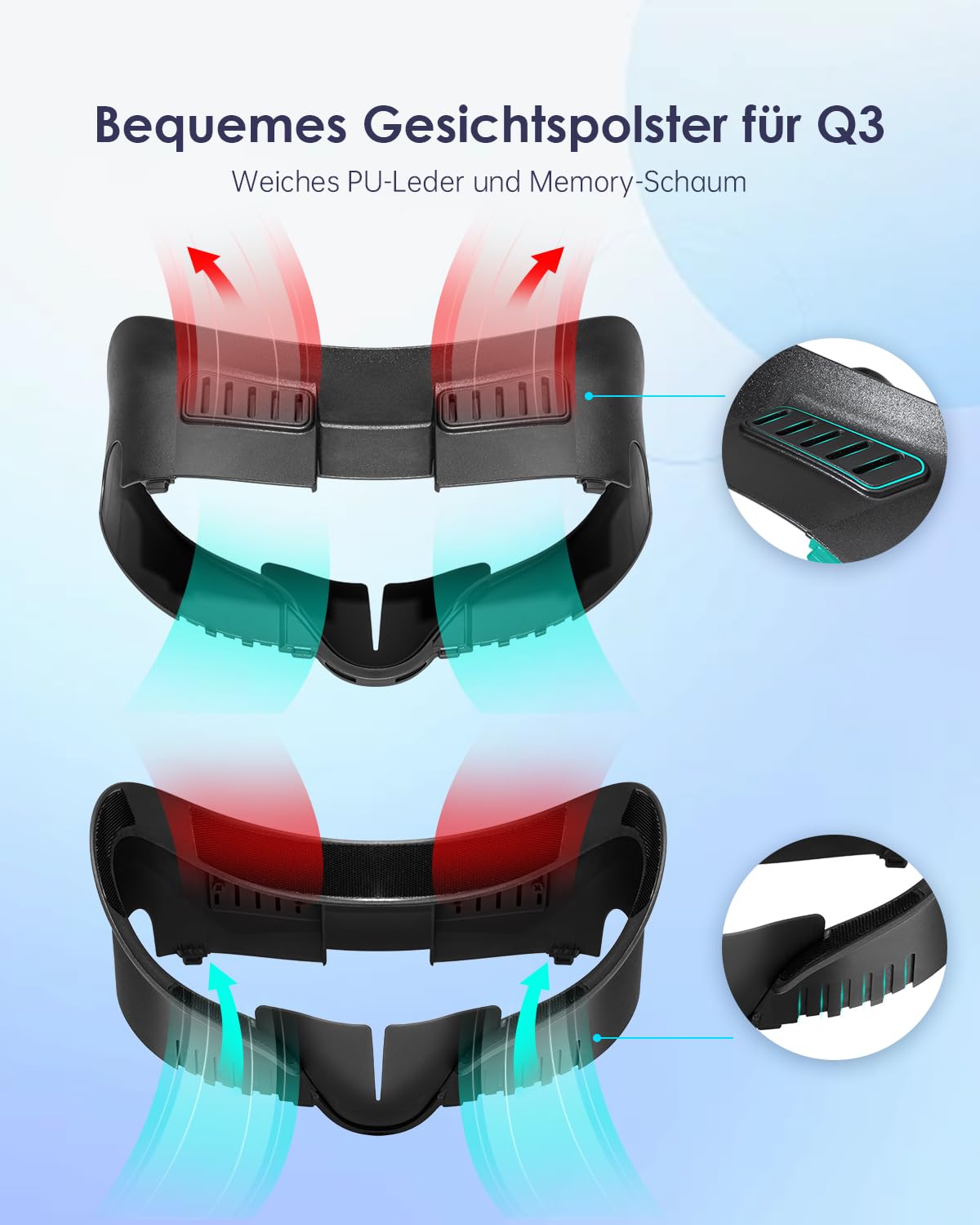 vr Gesichtspolster kompatibel für Quest 3 Gesichtsschnittstelle Zwei Schaumstoff ersatzteile mit Linsenschutz für Quest 3 Gesichtspolster