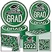 Creative Converting Green Congrats Grad Class of 2022 zastawa stołowa zestaw - zestaw zbiorczy - 18 talerzy obiadowych i 18 talerzy deserowych, 36 serwetek na lunch i 36 serwetek do napojów, obrus - ukończenie szkoły