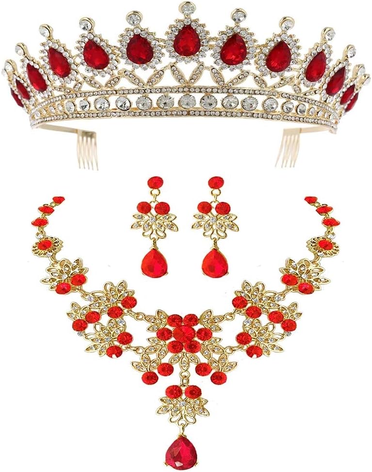 KODENGBaroque Crystal Wedding Bridal Jewelry Sets Tiaras Crown Earrings Necklace Bride Women Pageant Prom Jewelry Set Hair Ornaments
