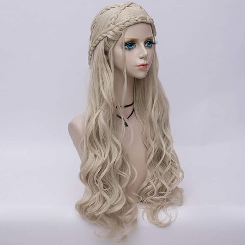 Miniatura 5 de Probeauty Peluca larga rubia trenzada rizada para mujer, pelucas de cosplay para fiesta de disfraces de Halloween, 27 pulgadas