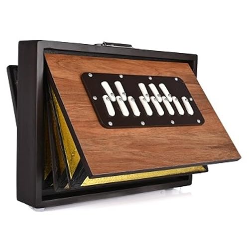 Shruti Box SHREYAS Caja Shruti grande de 16 x 12 x 3 pulgadas, Sur Peti Surpeti con bolsa, color natural, instrumento musical indio