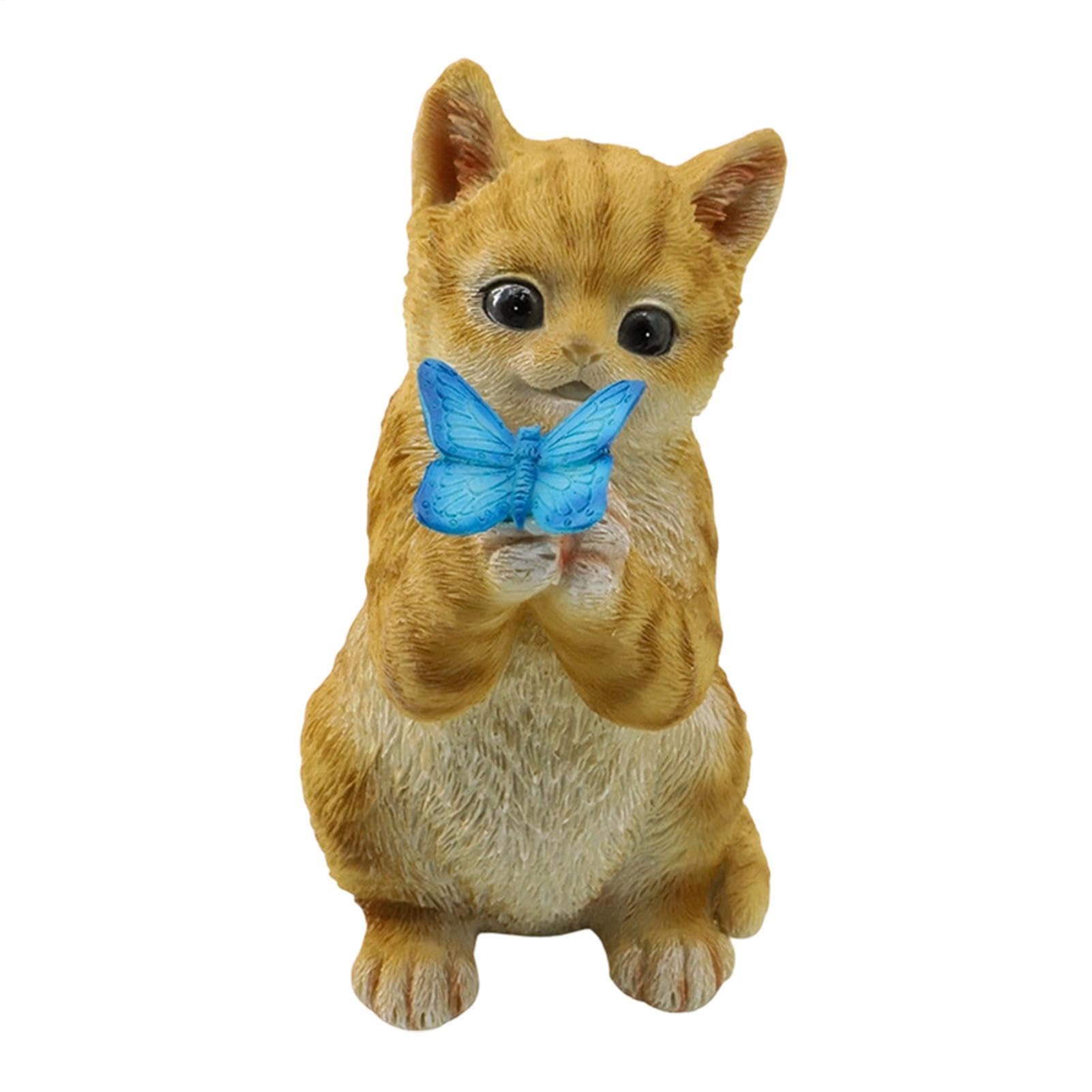 Sculpture chat mignon lumière papillon étanche pour décorer le balcon