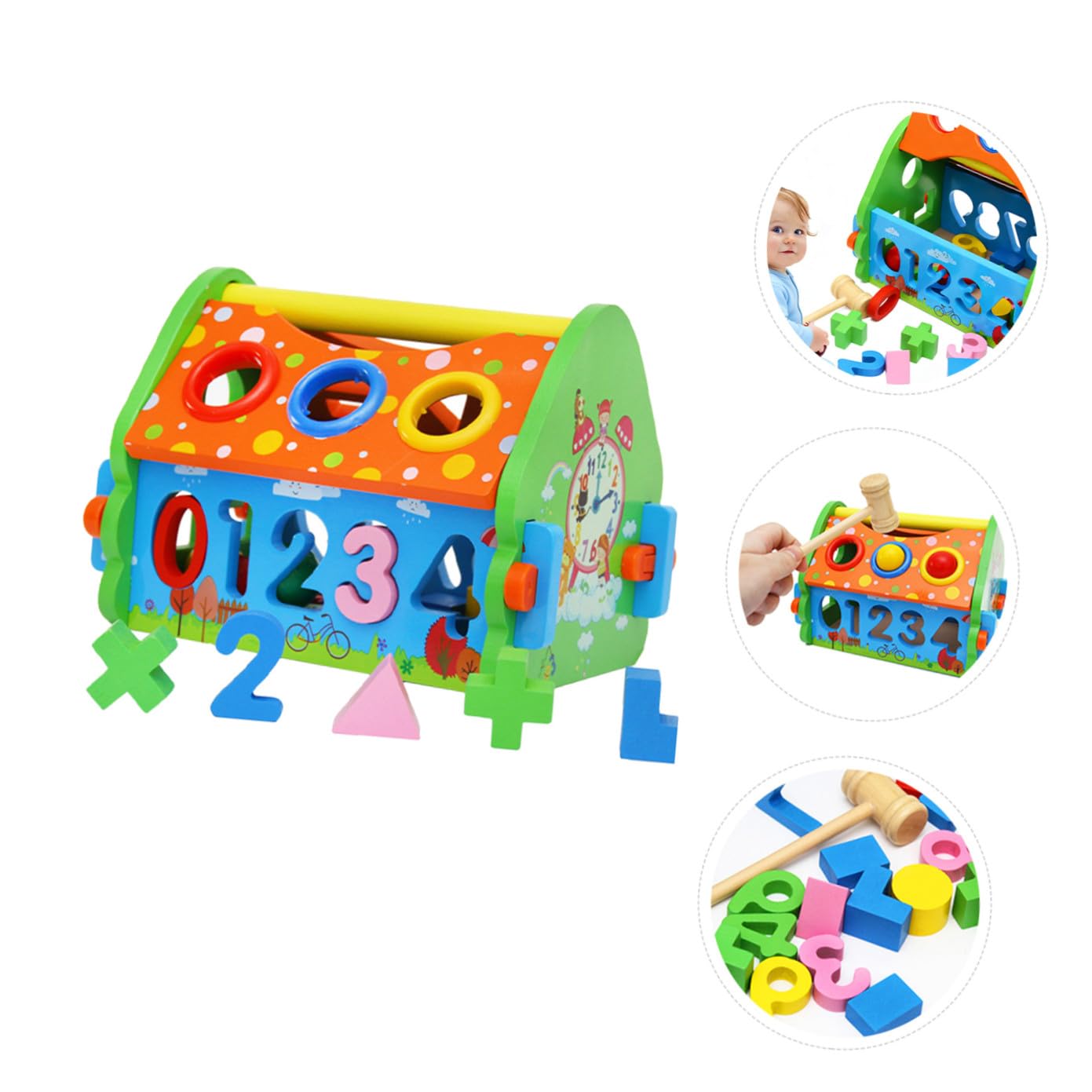 Juguete de Madera de Combinación de Números y Formas, Casa Desmontable de 1 Juego para Niños, Mejora el Razonamiento en Interacción Padre-Hijo