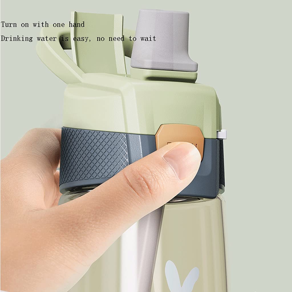 Sportwasserflasche mit großem Kapazität mit dichtsicherem Flip-Top-Abdeckung Tritan BPA -Frree-Kunststoff geeignet für Fitnessstudio und im Freien (Color : Green, Größe : 480ml)