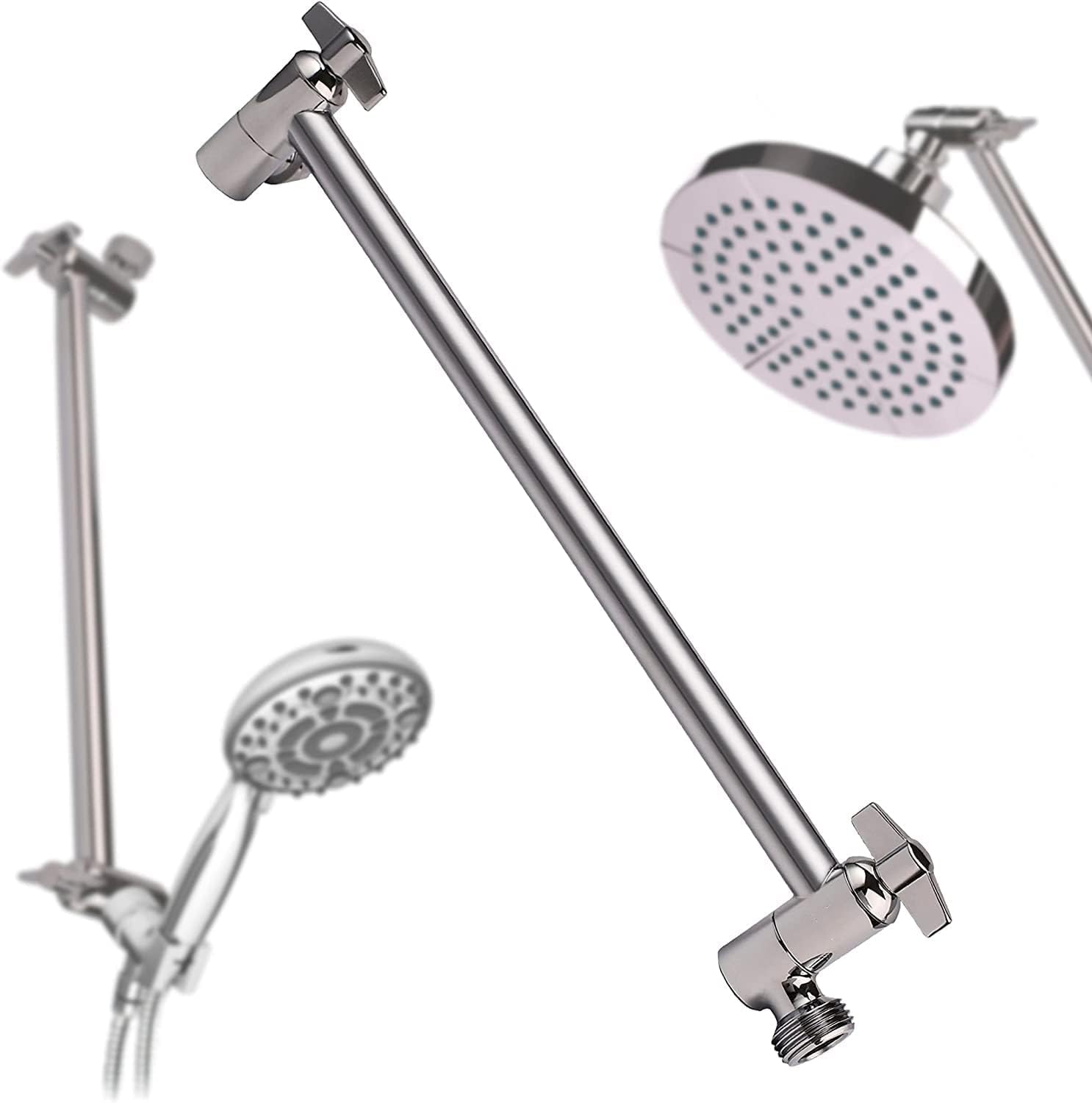 11 Inch Solid Brass Adjustable Shower Arm Extension, High Pressure Shower Head Arm, Universal Extension Arm, Brass Extender Hardware, Easy to Install