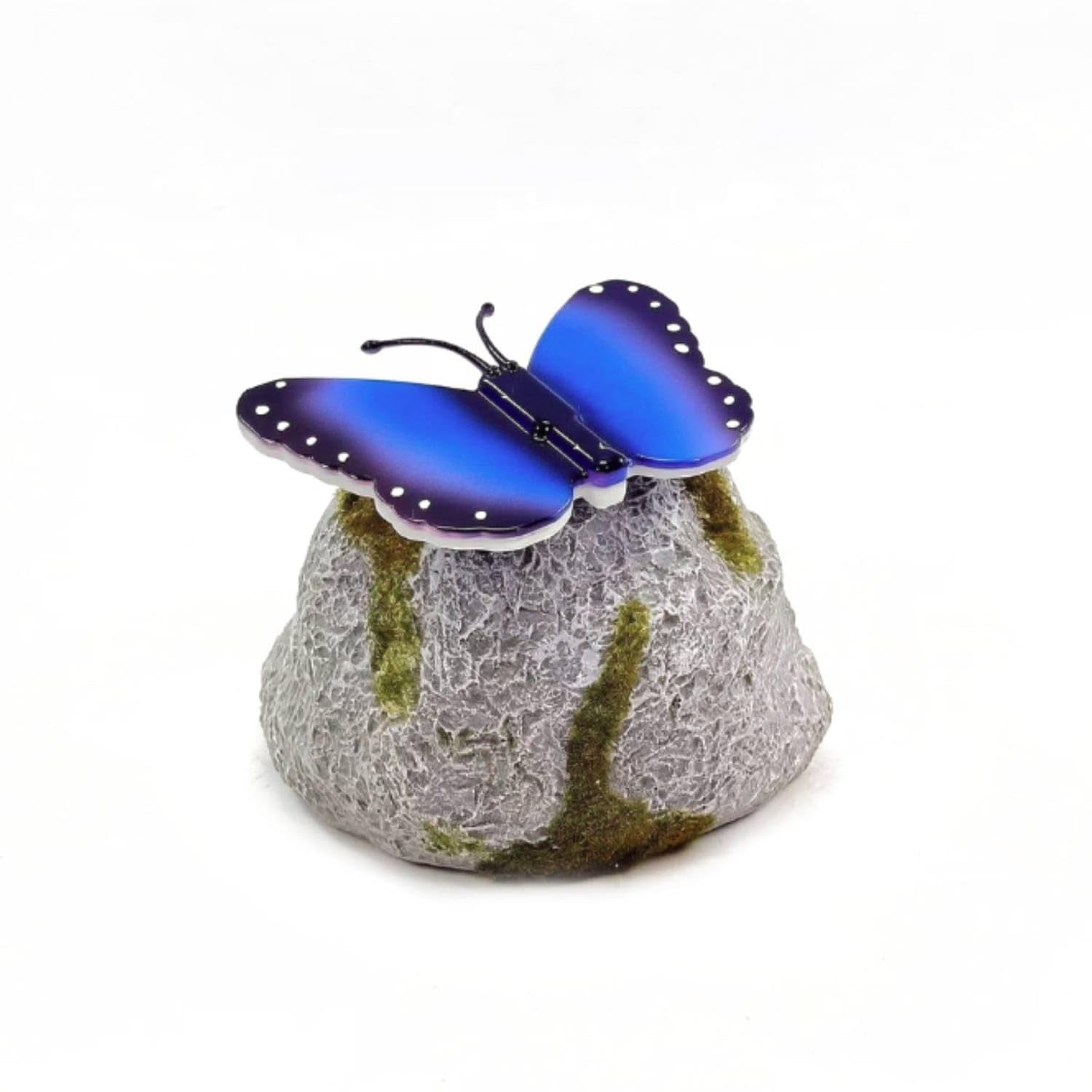Outdoor Solar Rock Light with Butterfly Decorative Solar Garden Lamp with Butterfly Wire-Cordless Landscape Ornament with Rock Base Compact for Yard, Patio, Pathway, Blue-image-12