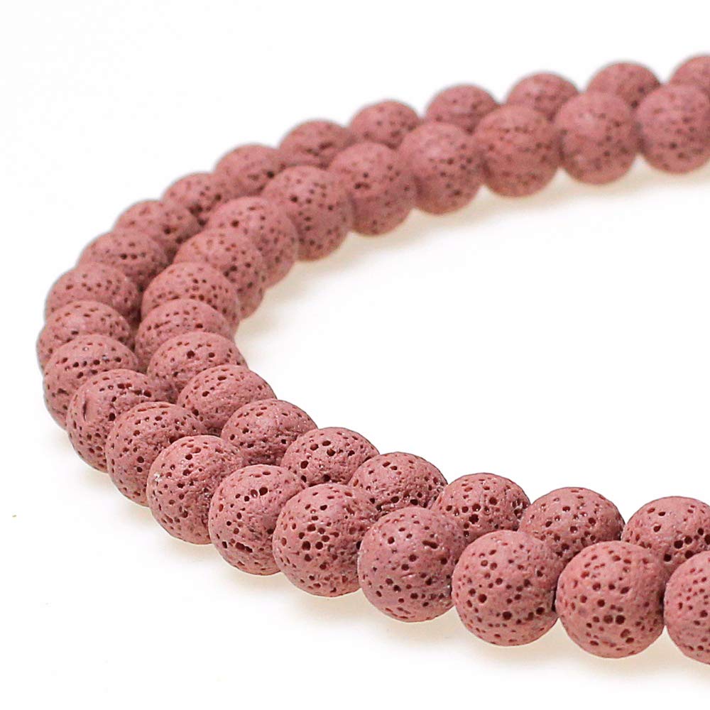 TOP Natural Multicolor Volcanic Lava Stone Round Loose Stone Beads DIY for Jewelry Bracelet Making 15" (8mm, Pink)-image-24
