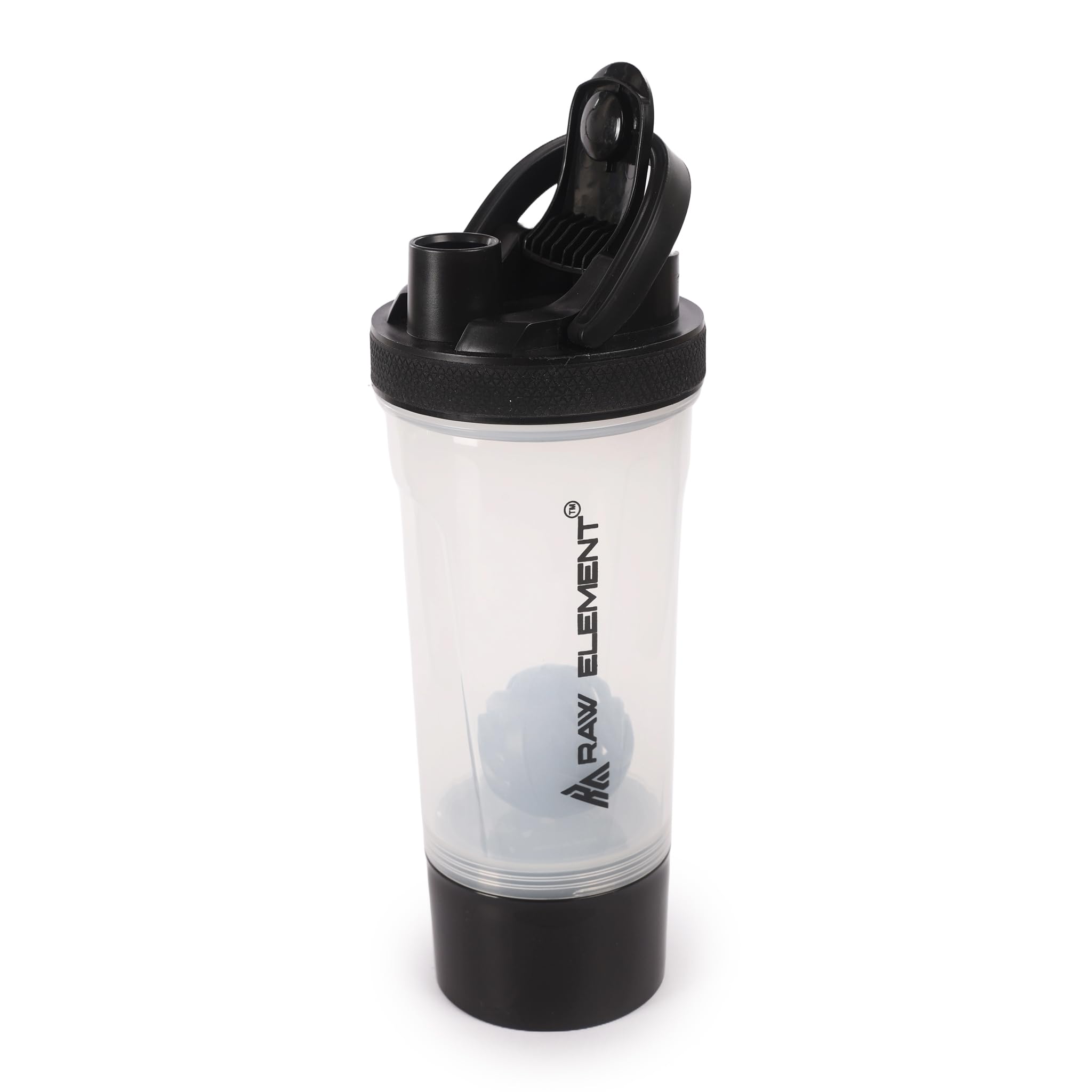 Raw Element Shaker Bottle with Storage Compartment | Leak-Proof, BPA-Free, Non-Slip Grip | Protein Mixer for Smoothies, Pre Workout & More | Portable & Anti-Sediment Design (black)-image-20