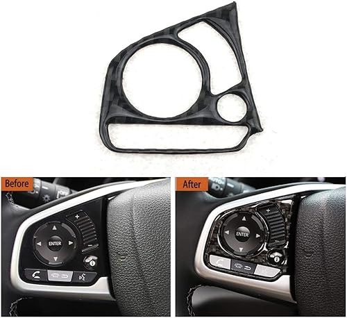 Miniatura 5 de Adhesivo de fibra de carbono para volante, panel de medios, decoración de marco, cubierta para Honda Civic de 10 generación 2016 2017 2018 2019