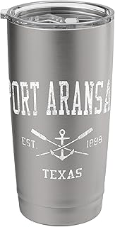 Port Aransas TX Vintage Crossed Oars & Boat Anchor Sports Stainless Steel Insulated Tumbler