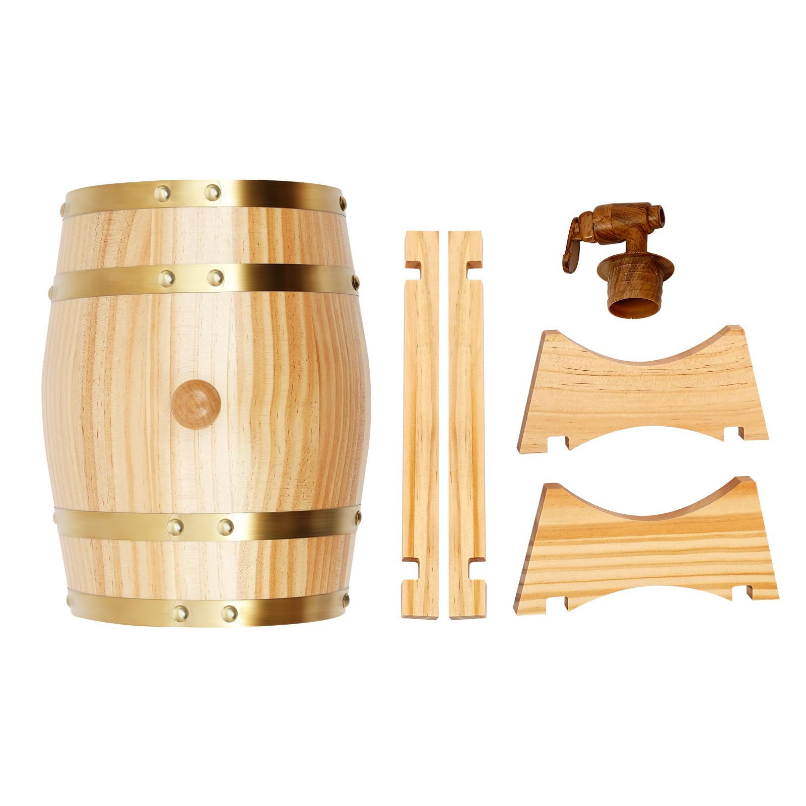 Barril de vino de madera de 3 litros con caballete y grifo, barril de whisky para almacenamiento de whisky, vino