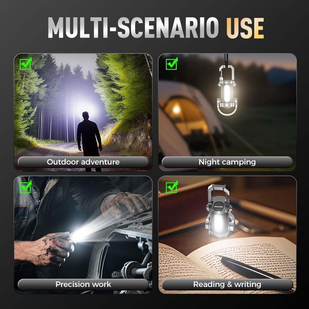 Imwing Keyblazer Portable Rechargeable Bright Keychain Flashlight 1200LM, Mini COB LED Torch with 7 Modes, Waterproof EDC Light for Camping, Hiking & Emergency Use