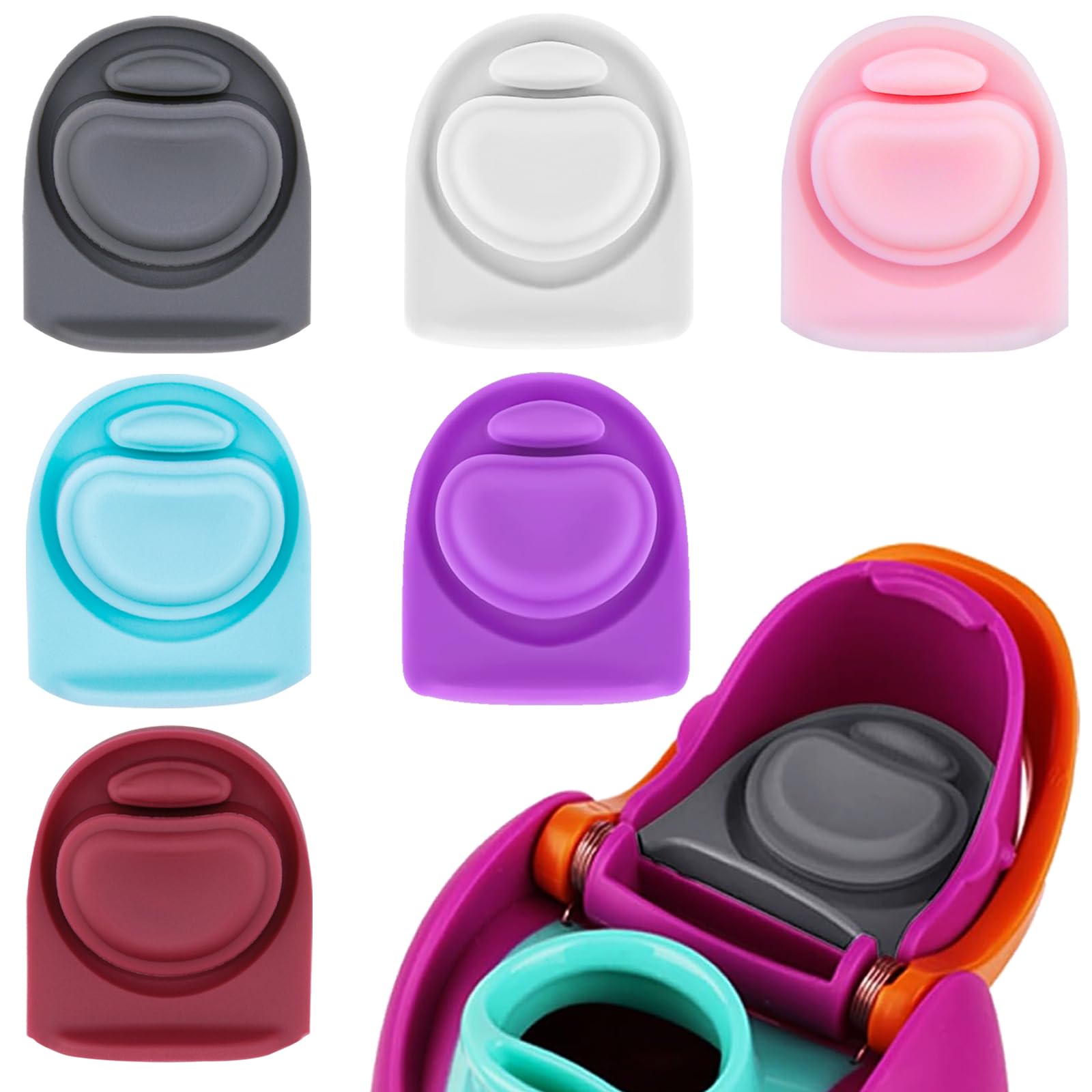 BMSQOFD 6pcs Replacement Rubber Stopper Seal Compatible with Owala FreeSip 24oz 32oz,Water Bottle Lid Cap Silicone Seal Parts for Owala 16/19/24/32/40oz Spout Gasket Mouthpiece Piece Accessories L6W3
