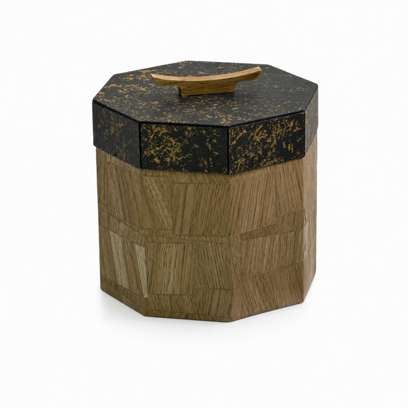Coffret pour bureau octogonal en bois précieux texturé Lijing